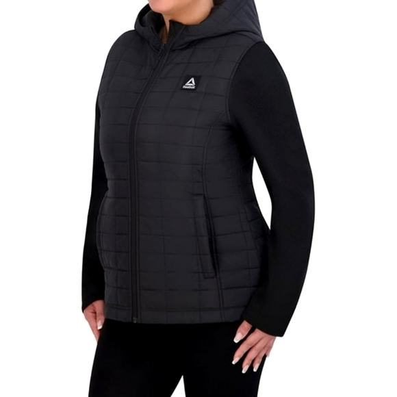 Reebok Jackets & Blazers - Reebok Women's Black Hooded Quilted Zip Up Jacket Lightweight Size 3X